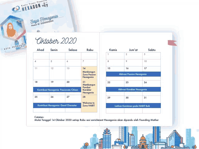 a calendar for october 2020 is displayed next to a book
