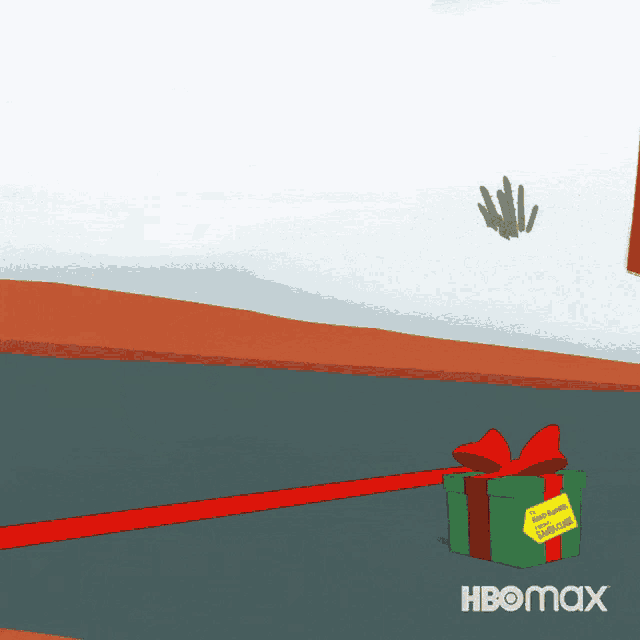 a cartoon of a coyote pulling a gift with hbomax written on the bottom