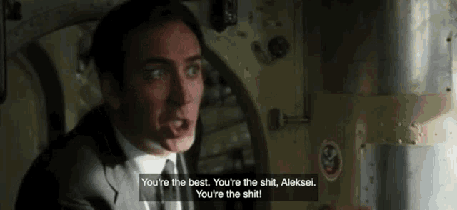 a man in a suit and tie is saying you 're the best you 're the shit aleksel you 're the shit