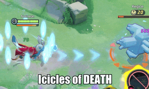 a screenshot of a video game with the words icicles of death
