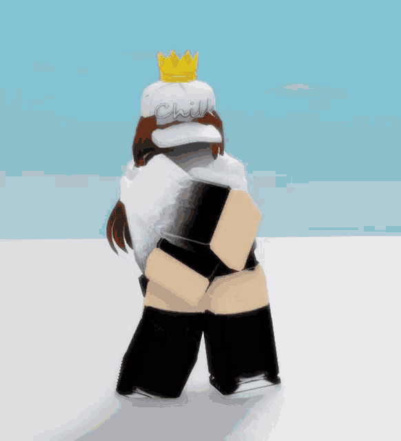 a girl with a crown on her head is wearing a hat that says chill