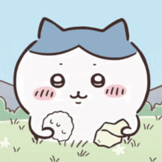 a cartoon cat with a blue ear is holding a rock