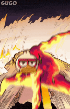 a drawing of a cartoon character with the name gugo on the bottom right