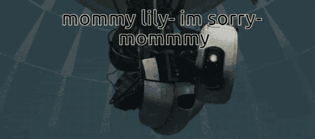 a robot with the words mommy lily-im sorry mommy written on it