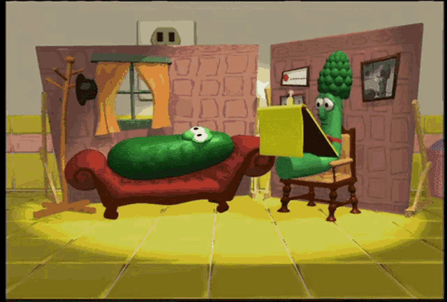 Veggie Tales Therapy GIF - Veggie Tales Therapy On The Couch GIFs