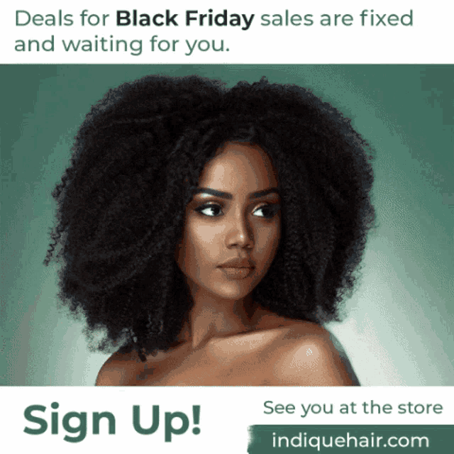 a sign up page for indiquehair.com shows a woman with afro hair