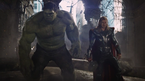 Too Much Strength Behind This Fistbump GIF - Avengers Hulk Thor GIFs
