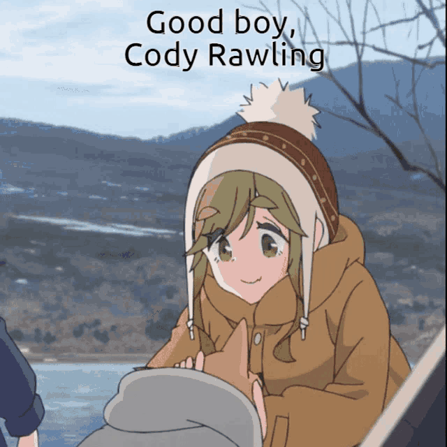 a picture of a girl with the words good boy cody rawling on the bottom