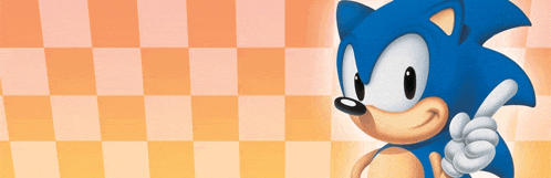 a picture of sonic the hedgehog pointing up