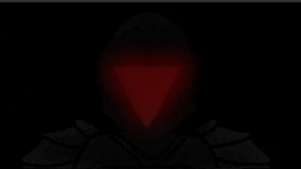 a silhouette of a person with a red light coming out of their face .