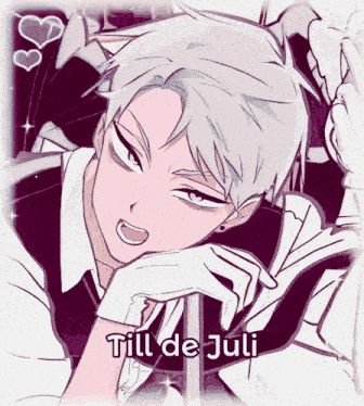 a drawing of a man with the name till de juli written below him