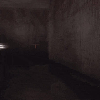 a painting of a person standing in a hallway