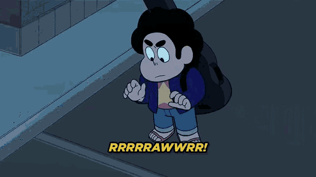 a cartoon character with the words rrrrawwrr on the bottom right