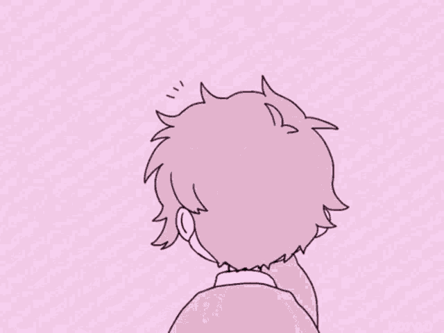 a drawing of a girl with pink hair and a tie