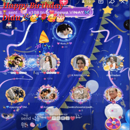 a screenshot of a birthday celebration with the words happy birthday dian