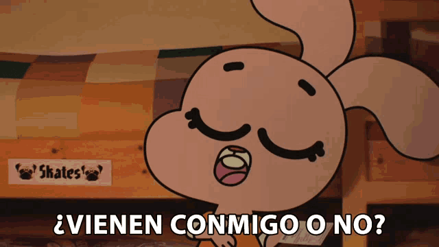 a cartoon character says " vienen conmigo o no " next to a bunk bed