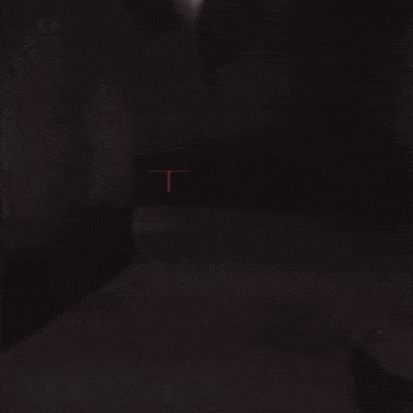 a painting of a red and white object with a glowing light coming out of it