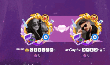 a purple background with a picture of a woman in a gold frame and the words " music "