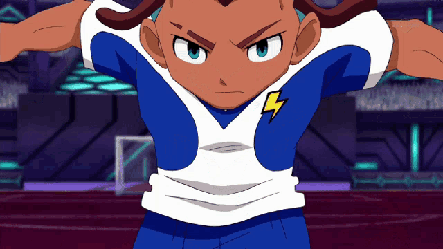 a cartoon character with a lightning bolt on his chest
