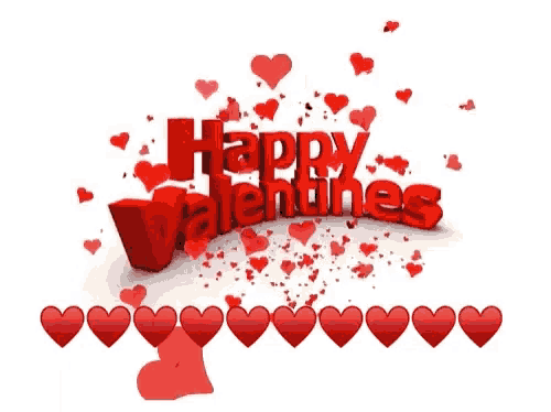 a valentine 's day greeting card with red hearts and the words happy valentines