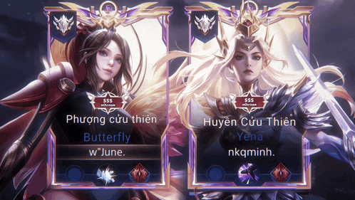 a butterfly and a yena are standing next to each other in a video game
