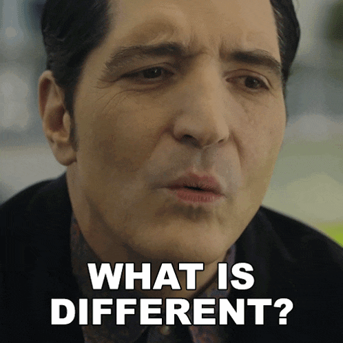 a close up of a man 's face with the words what is different below it