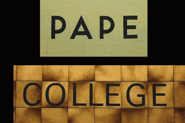 the word college is written on a yellow tile