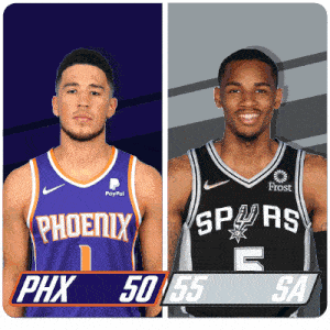 two basketball players from the phoenix and spurs teams