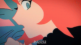 a close up of a cartoon character with chinese writing on the bottom right