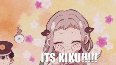 a cartoon of a girl and a boy with the words " its kiku " on the bottom