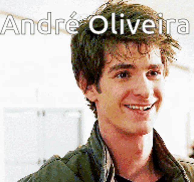 a picture of a young man with the name andre oliveira on the bottom