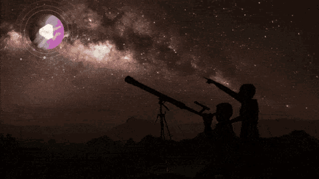 a person looking through a telescope with the word unification below them