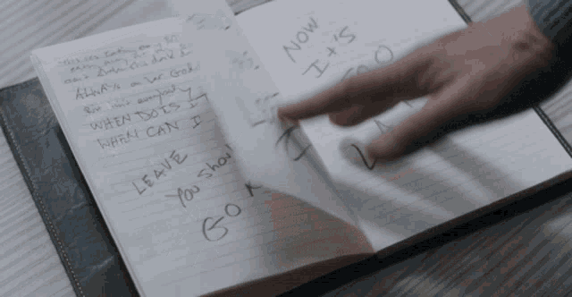 a notebook is open to a page that says " now it 's too late "