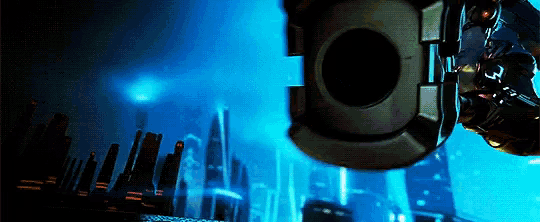 a blue background with a circular object in the middle of it