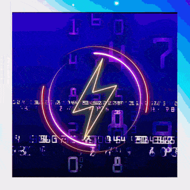 a glowing lightning bolt in a circle with numbers surrounding it