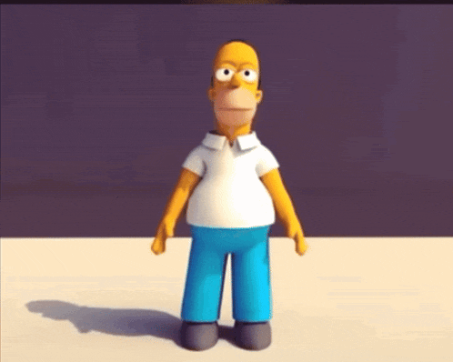 a cartoon character named homer simpson standing on a table