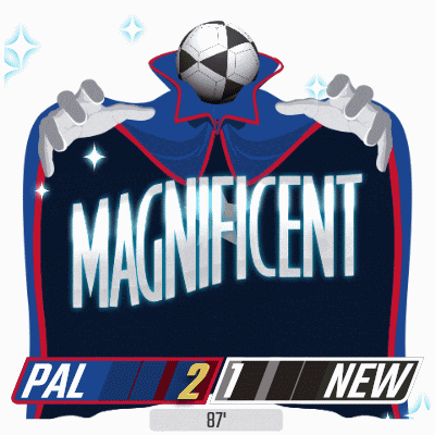 a sign that says magnificent with a soccer ball on top