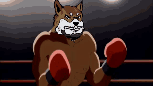 a cartoon of a dog with boxing gloves on