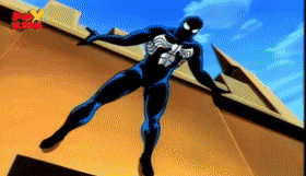 a cartoon of a man in a spiderman costume