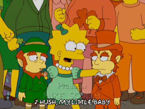 a cartoon says hush my little baby on the bottom left