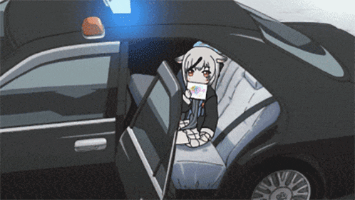 a girl in a mask is sitting in the back seat of a car