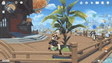 a screenshot of a video game shows a character standing next to a tree