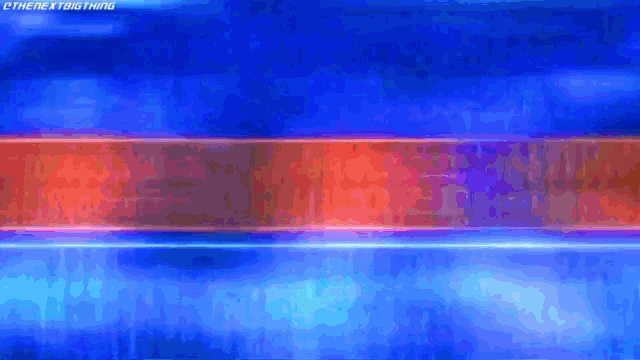 a blue background with a red and blue striped border