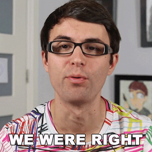 a man wearing glasses says " we were right "