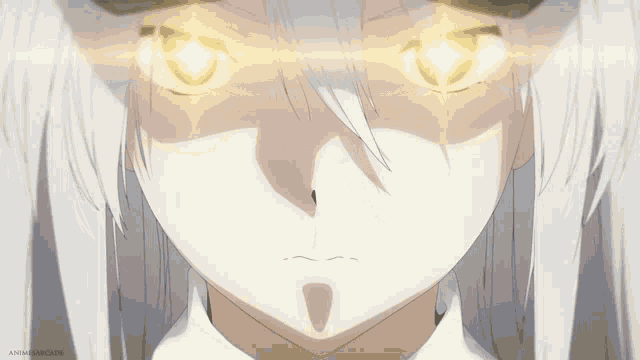 a close up of a person 's face with a caption that says animearcade