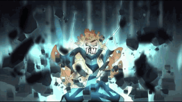 a cartoon character with the word f-m written on the bottom
