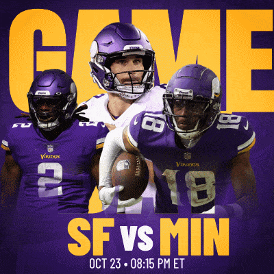 a poster for a game between the minnesota vikings and san francisco 49ers