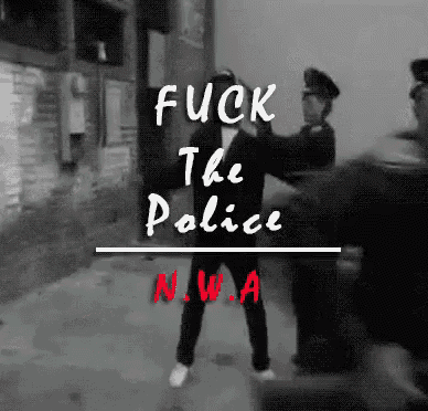 a black and white photo with the words fuck the police n.w.a