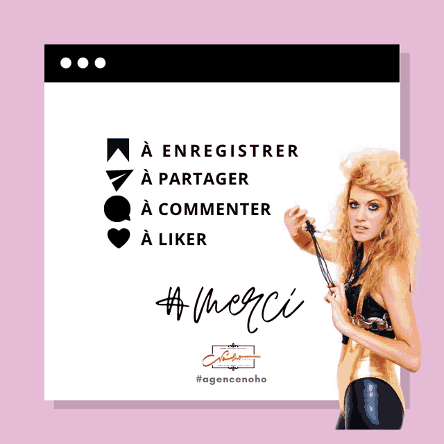 a poster with a woman holding a rope and the words #merci