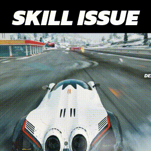 a poster for skill issue shows a car on the road